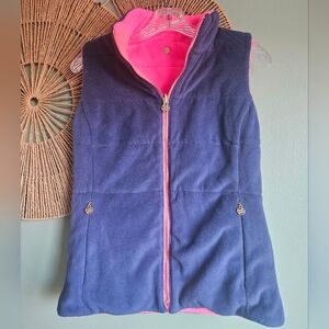 Lully Pulitzer "Brooklee" Reversible Navy And Pink Fleece Vest 011840